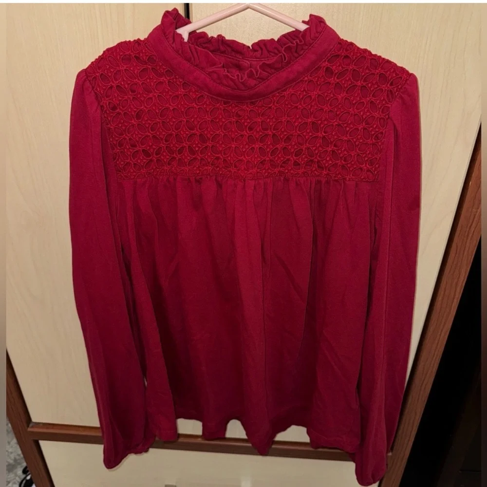 Girls Size L 10/12 Top Bundle GAP Red Lace + Old Navy Floral Blouse